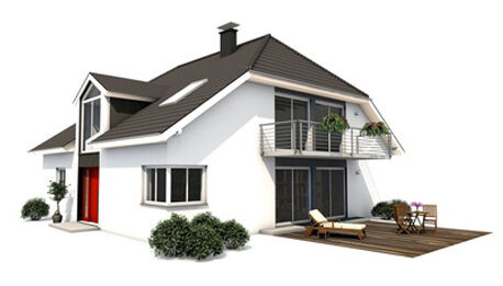 Haus mit Balkon und Terrasse