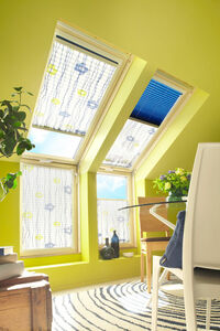 Plissee Blumen gelb schwarz…